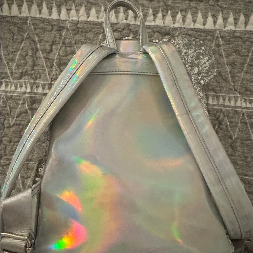 Disney Loungefly Silver Sequin Mini Backpack (Use… - image 3